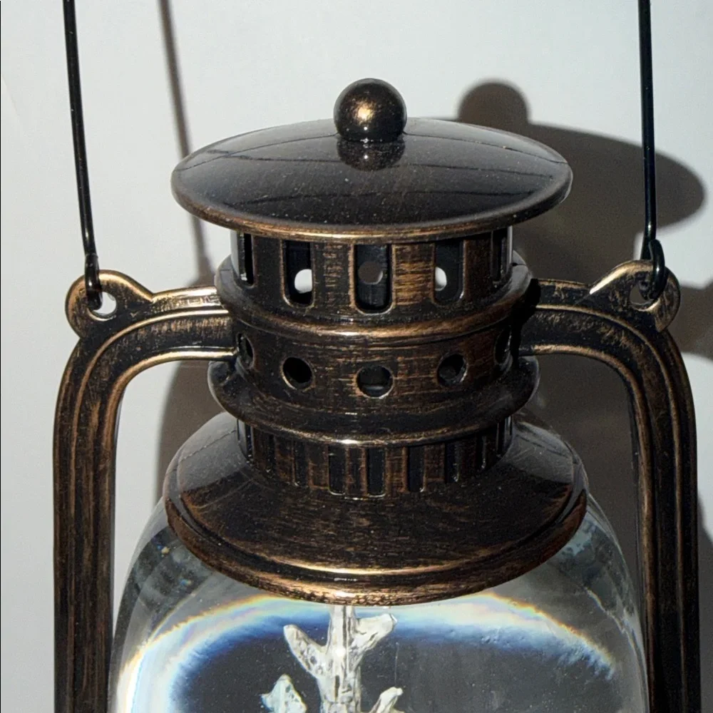 Cracker Barrel. Rustic Bronze Lantern with Bear Design (Plastic) Glitter Globe.
